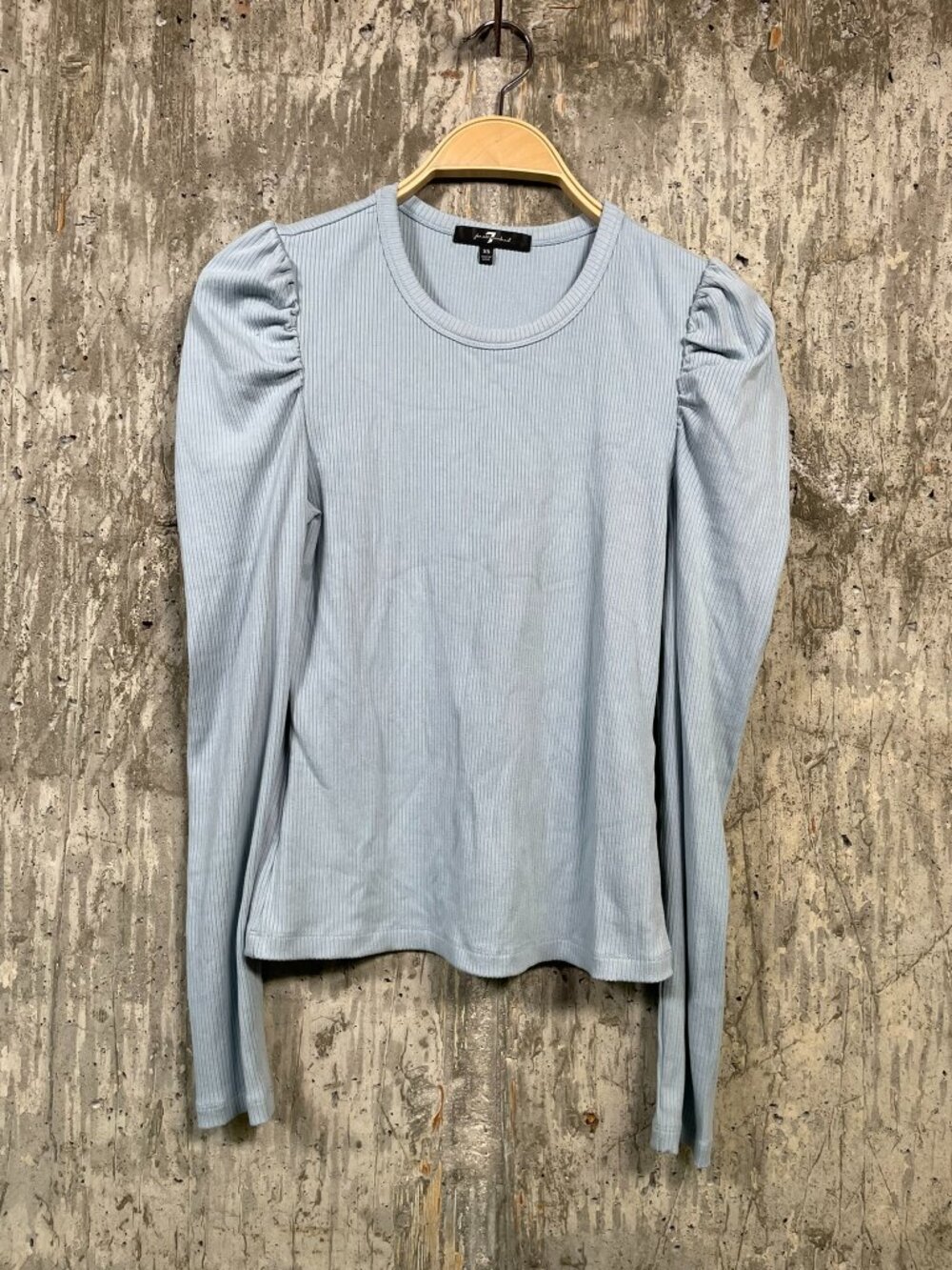 7 FOR ALL MANKIND Women's Long Sleeve Puff Shoulder Crewneck Size XS